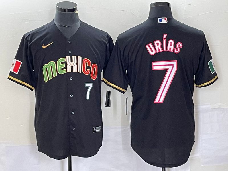 Men 2023 World Cub Mexico #7 Urias Black pink Nike MLB Jersey24->more jerseys->MLB Jersey